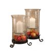 Dessau Home Bronze Iron Cylinder Hammered Glass Hurricane Home Decor