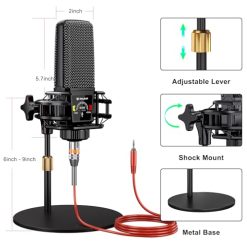 Alternative view of Podcast Microphone Bundle with Live Sound Card Audio Mixer, Podcast Equipment Bundle with 3.5mm Condenser Microphone for Pc/Phone Live Streaming Singing Gaming, Sound Board with Voice Changer, Denoise