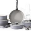 SENSARTE 17 Piece Ceramic Pots and Pans Set, Nonstick Detachable Handle Cookware, Induction Kitchen Cookware Set with Removable Handle, Dishwasher ?? Oven Safe (Gray)