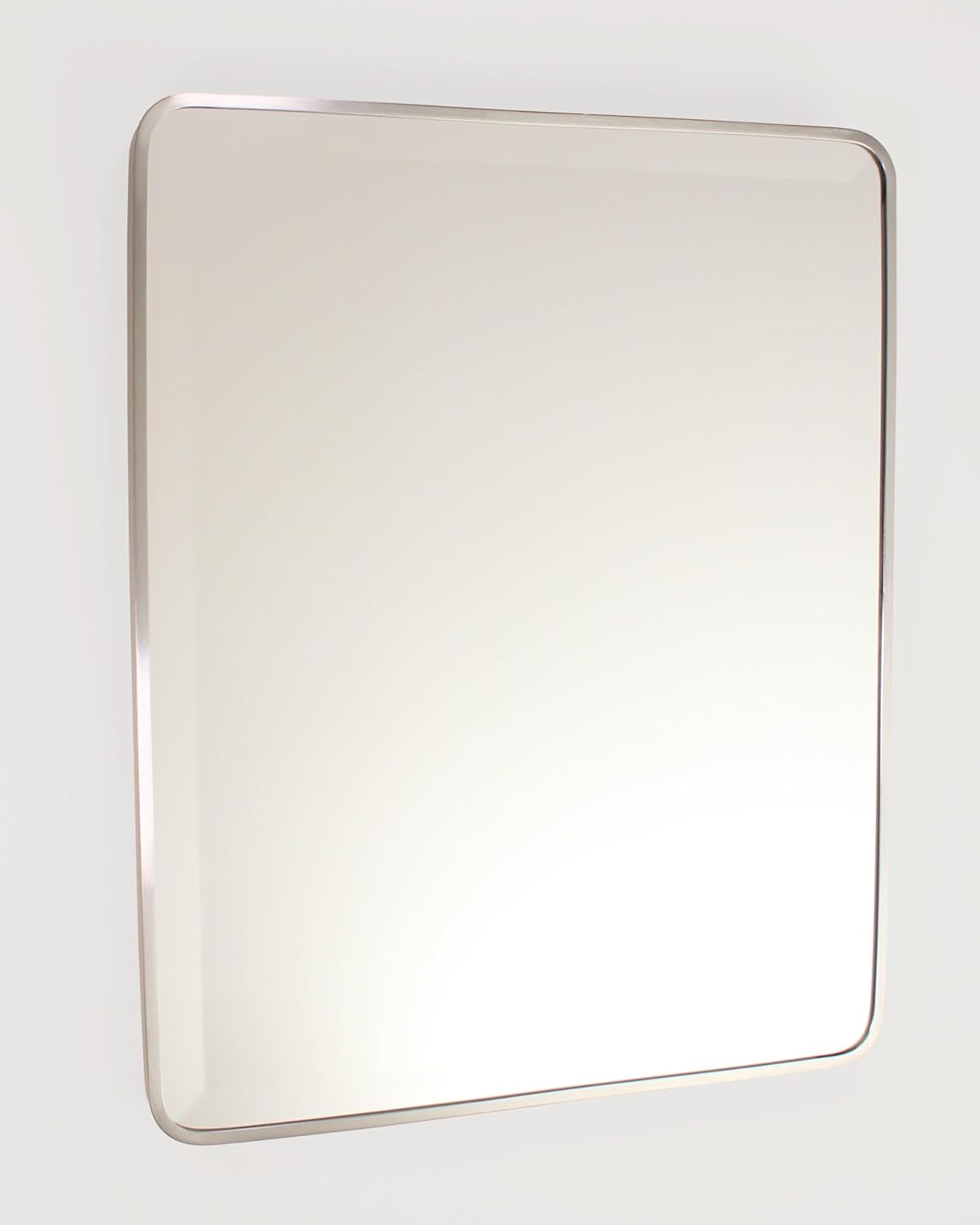 16×20 Austin Farmhouse Metal Framed Rounded Rectangle Recessed Bathroom Medicine Cabinet, Beveled Mirror, 14×18 in-Wall Opening, powder-coated Steel, Glass Shelves, Magnet Close, Brushed Nickel - Image 11